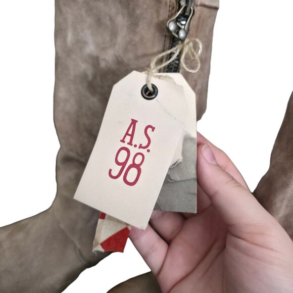 A.S. 98 Shaylynn Tatum Boot Taupe Suede Knee High Size 38 - Picture 2 of 16